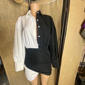 Long sleeve Color Block Dress